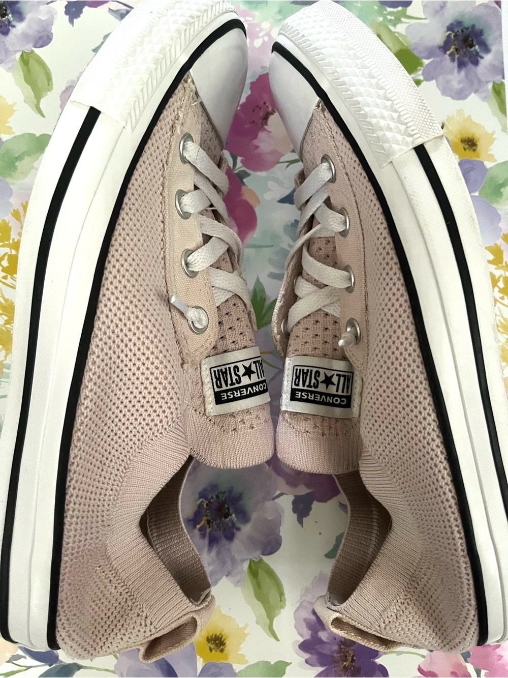 Converse Knit Low Top Sneakers - Light Pink and White - Picture 4 of 6
